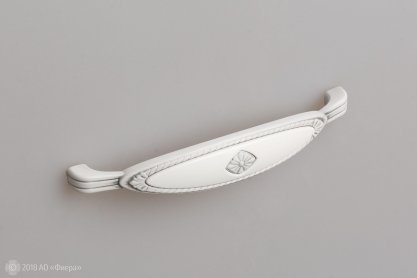 FS138 Мебельная ручка-скоба, 128 мм, серебро прованс с белой вставкой