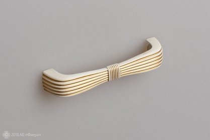 FS190 мебельная ручка-скоба 96 мм золото прованс с жемчужно-белой матовой патиной