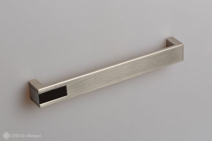 RS189 мебельная ручка-скоба 192 мм атласный никель со вставкой хром полированный
