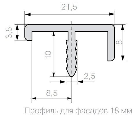 Кромочный профиль для фасадов 18мм