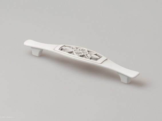 FS129 мебельная ручка-скоба 128 мм серебро прованс с белой матовой патиной