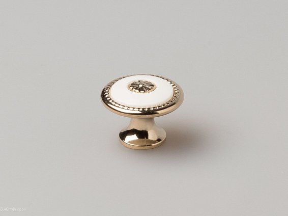 FB027 мебельная ручка-кнопка золото с белой вставкой