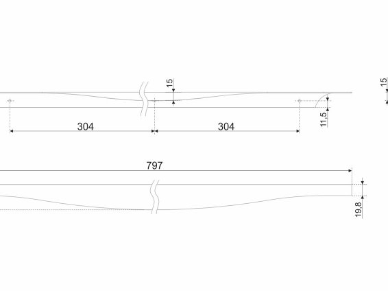 Era торцевая мебельная ручка для фасадов 800 мм хром полированный
