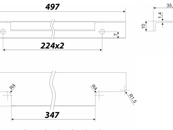 Ray торцевая мебельная ручка для фасадов 500 мм хром полированный