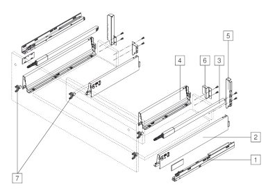 Ящик под мойку TANDEMBOX antaro с TIP-ON BLUMOTION (высота D 224, глубина 500 мм, вес ящика до 20 кг), крепление под саморезы, черный