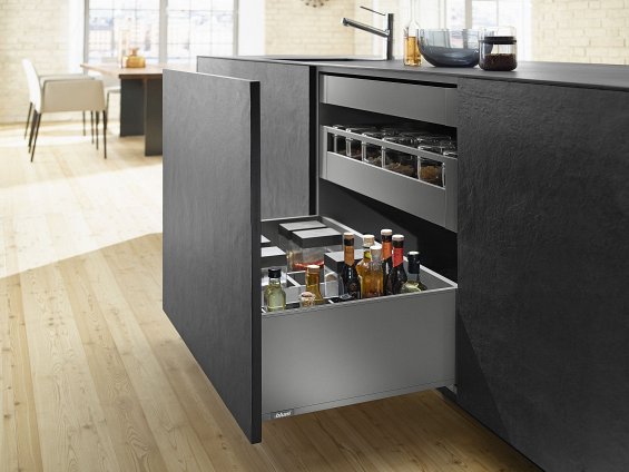 Ящик LEGRABOX pure TIP-ON BLUMOTION (высота F 241, глубина 350 мм, до 40 кг), серый орион